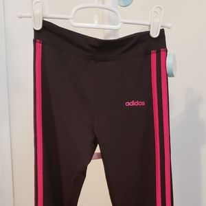 Adidas Black with Pink Stripe Leggings